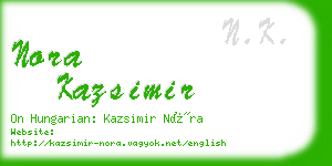 nora kazsimir business card